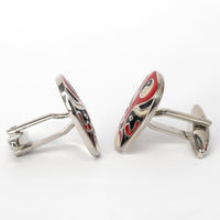Jing Mask or Chinese Opera mask Black white Cufflinks (Online Exclusive)