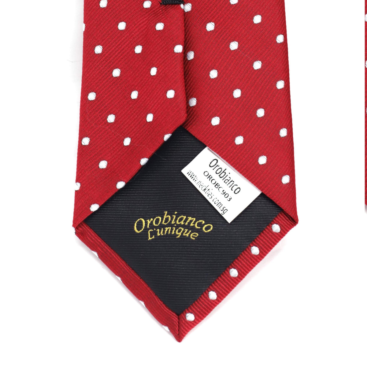 Red Necktie with White Dots