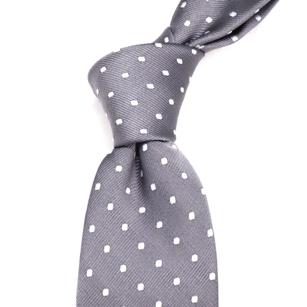 Grey Necktie with White Dots