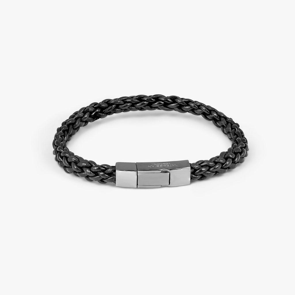 Mens leather bracelet hot sale with sterling silver