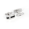 Silver Rectangle Cufflinks with Black Enamel H