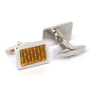 Carbon Fiber Yellow Rectangle Cufflinks in Silver outline