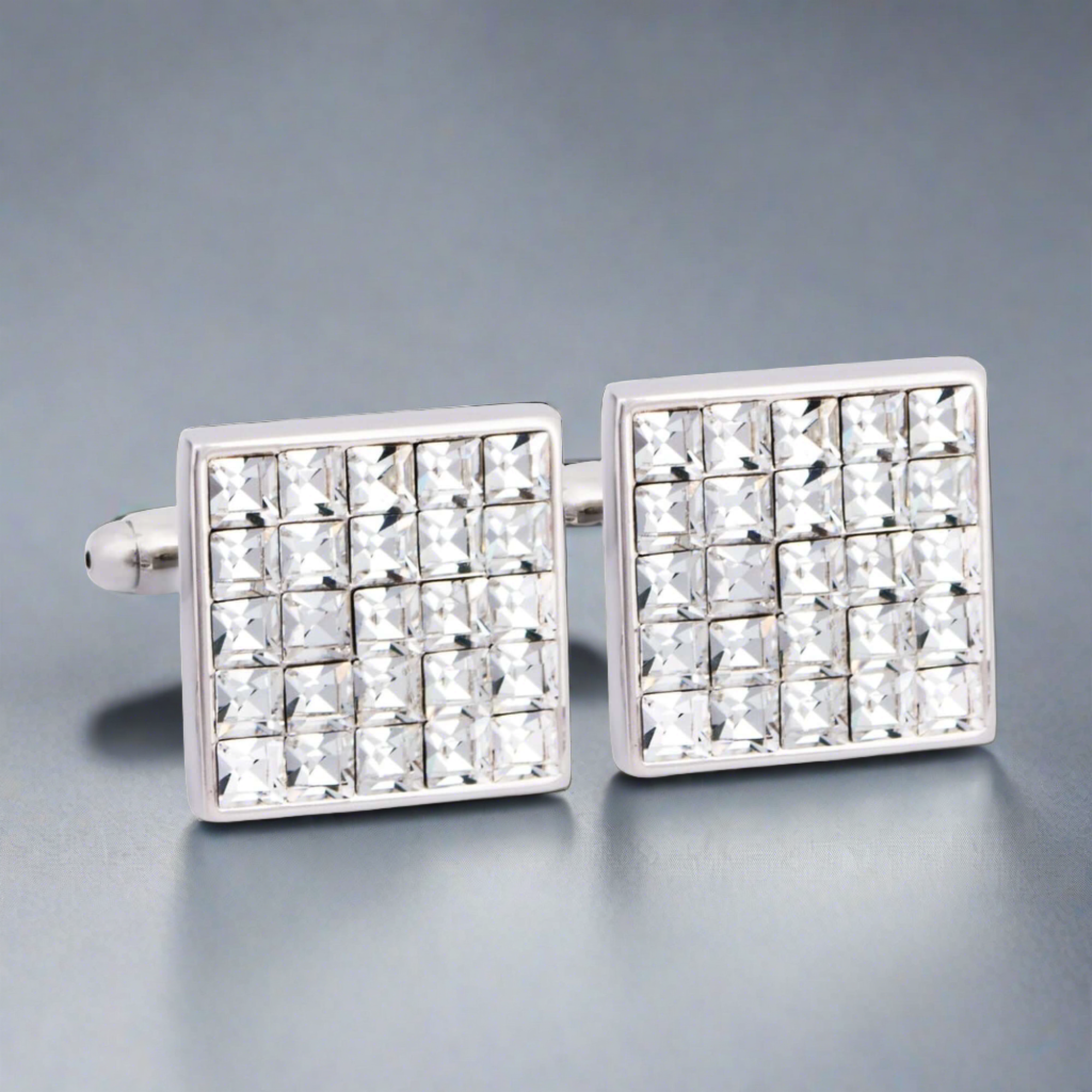 25 Clear Crystals Square Cufflinks (Online Exclusive)