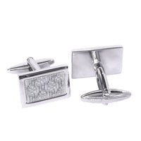 Rectangle Carbon Fiber Cufflinks in White Fiber