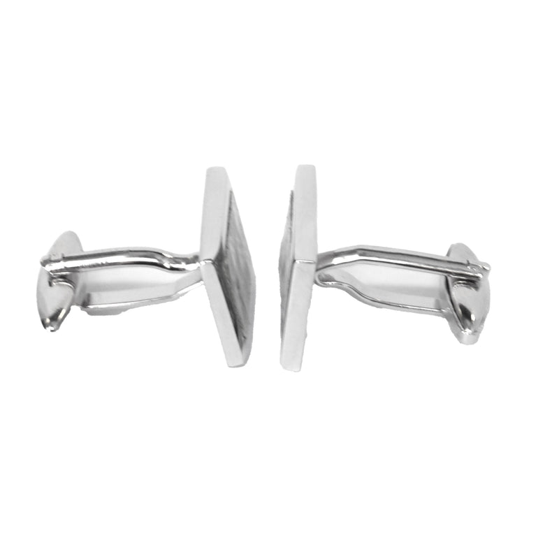 Rectangle Carbon Fiber Cufflinks in White Fiber