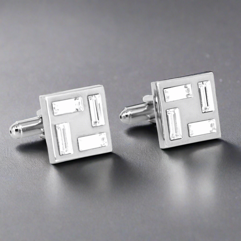 4 Clear Crystal Square cufflinks (Online Exclusive)