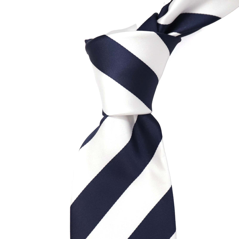 OroTie 8cm Stripes Tie in White and Blue