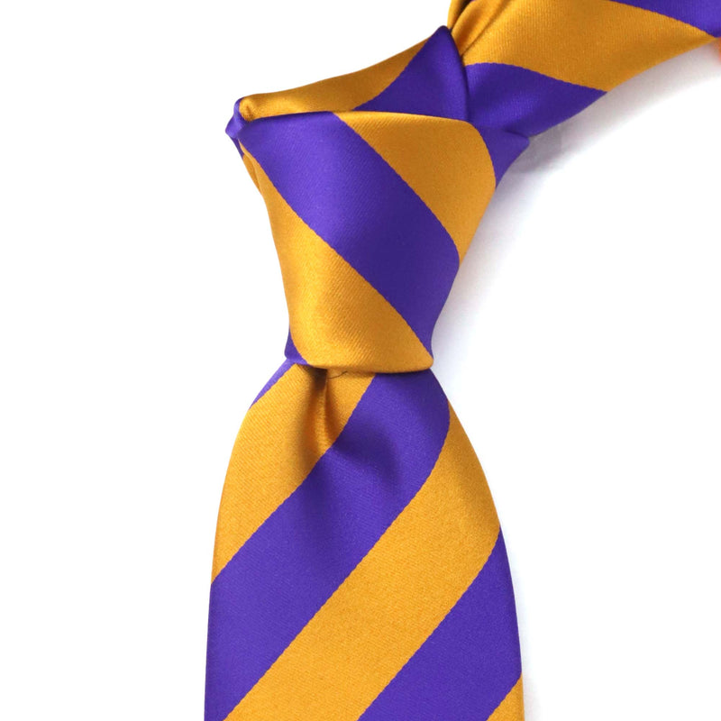 OroTie 8cm Stripes Tie in Purple and Gold