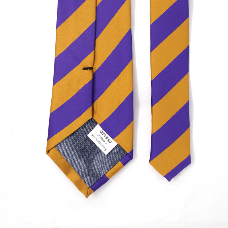 OroTie 8cm Stripes Tie in Purple and Gold