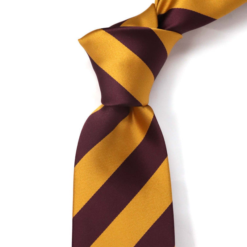 OroTie 8cm Stripes Tie in Golden and Maroon