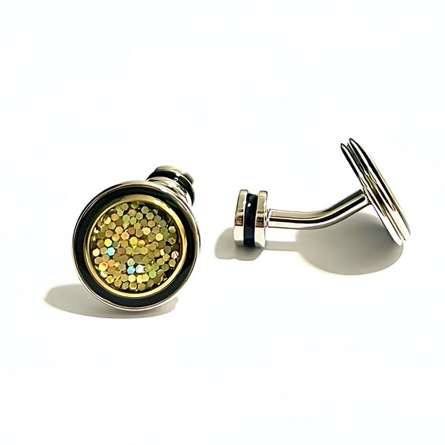 Orobianco L'unique Round Gold Glitter Cufflinks