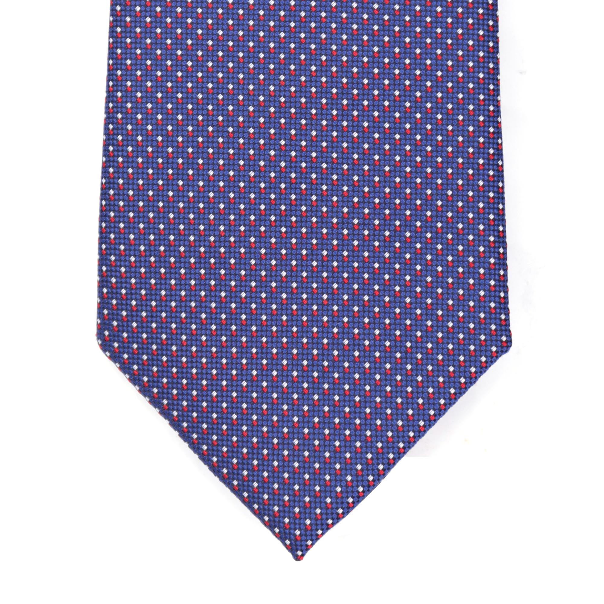 OroTie Jacquare Blue Background with white and Red small Square