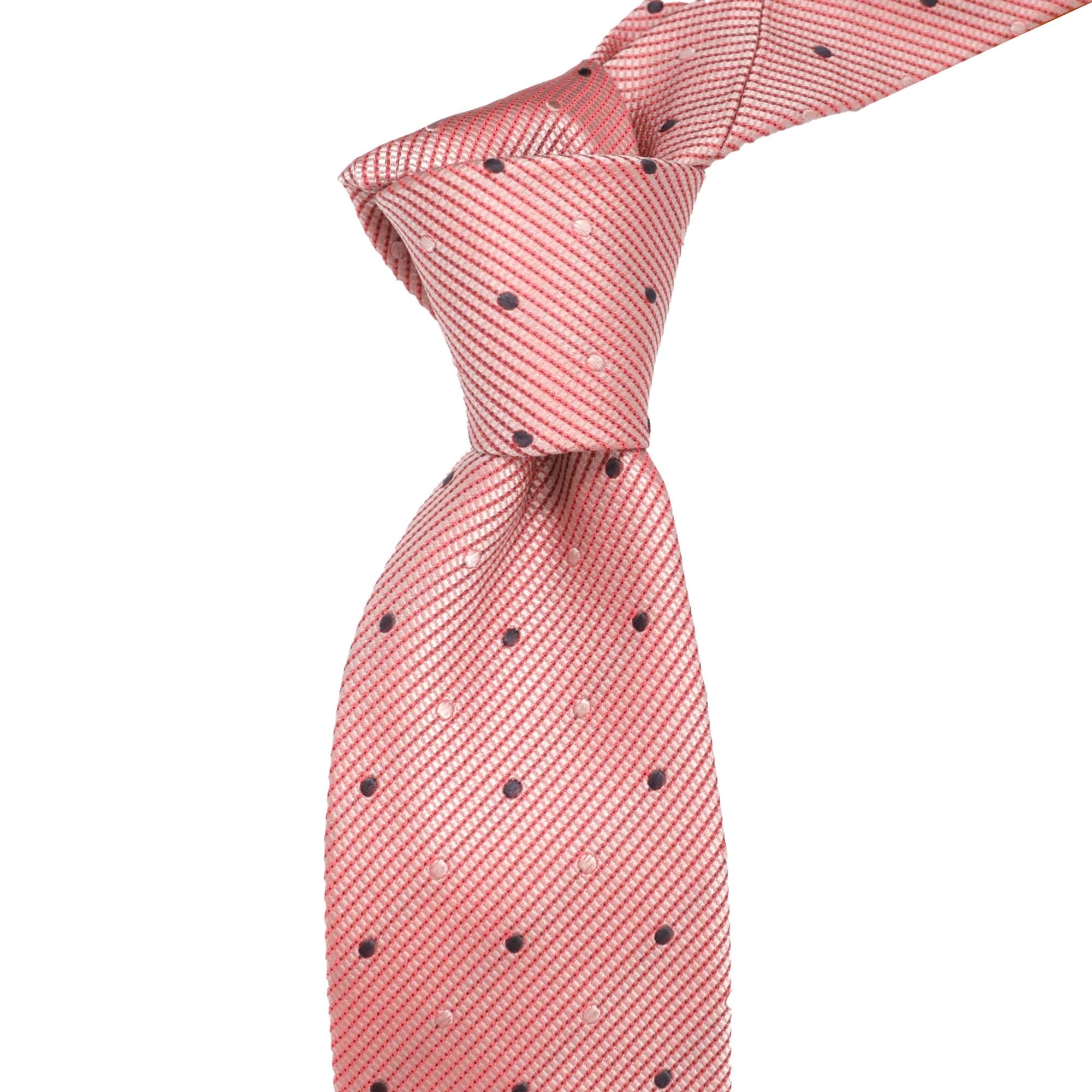 A.Azthom 8cm Pink Pokka Dot Woven Necktie