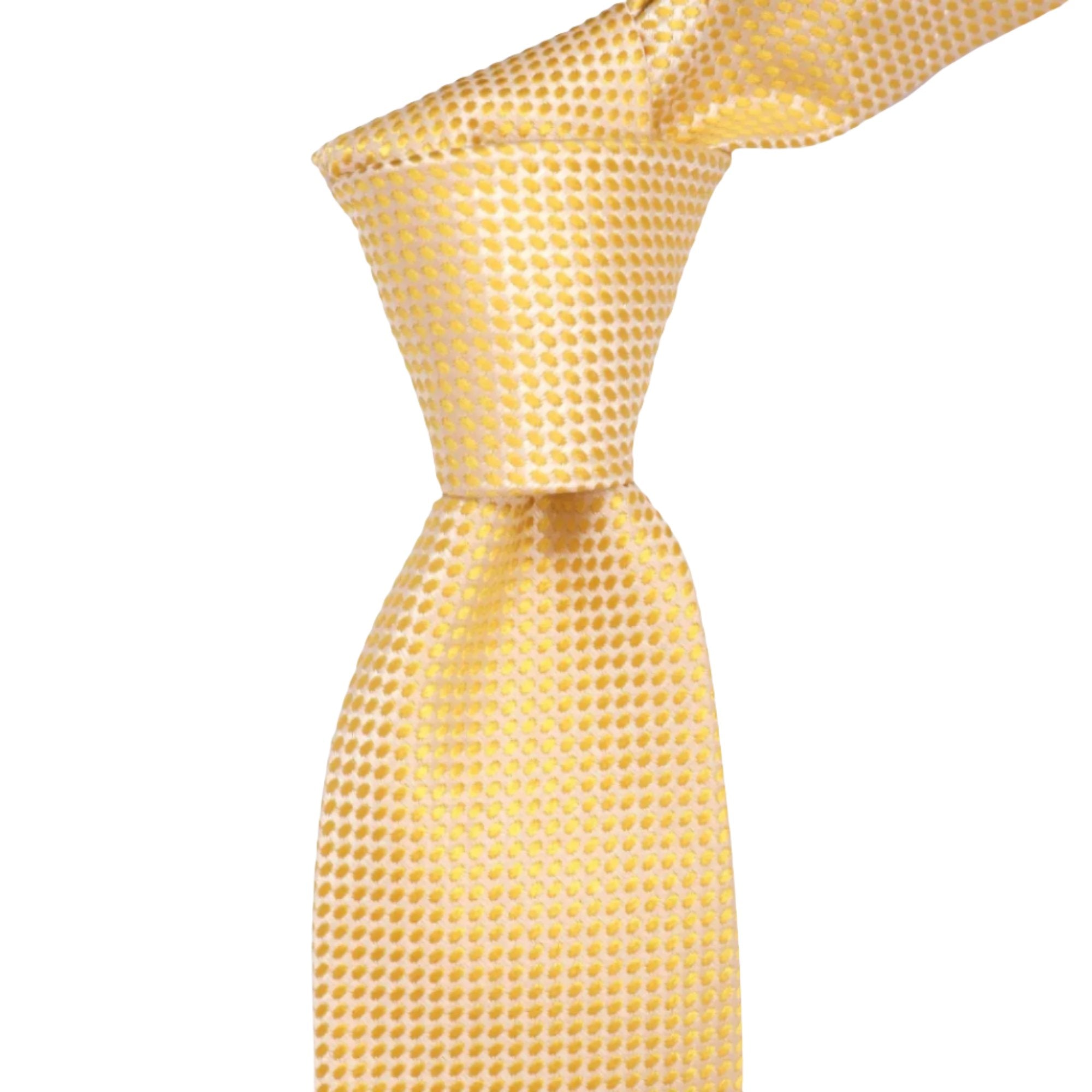 A.Azthom 8cm GOLD Pokka Dot Woven Necktie