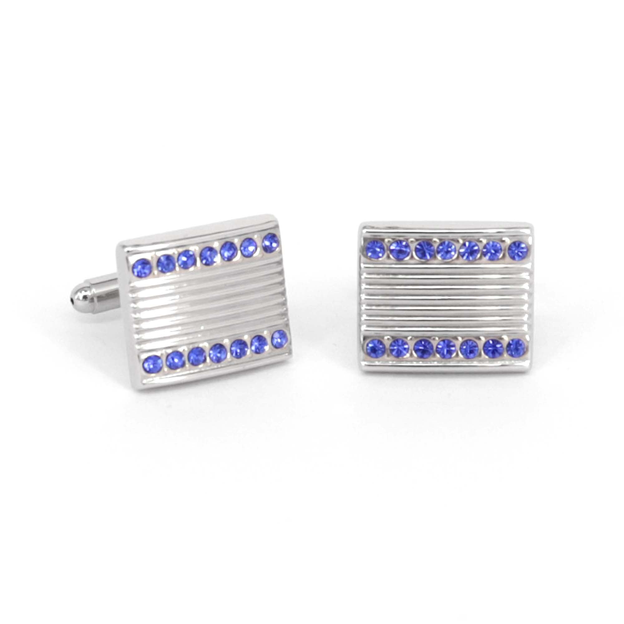 14 Blue Crystal Cufflinks rectangle (Online Exclusive)