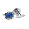 Classic Oval Enamel Blue Cufflinks with Blue circle