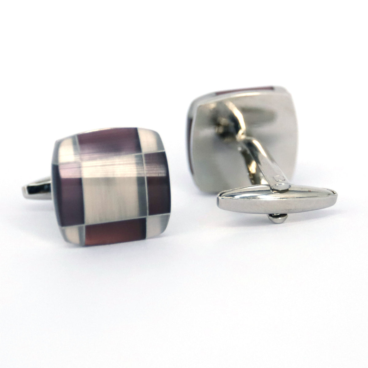 Fiber Glass Rectangle cufflinks in Purple and Silver (Online Exclusive)