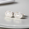 White Oval Crystal Cufflinks