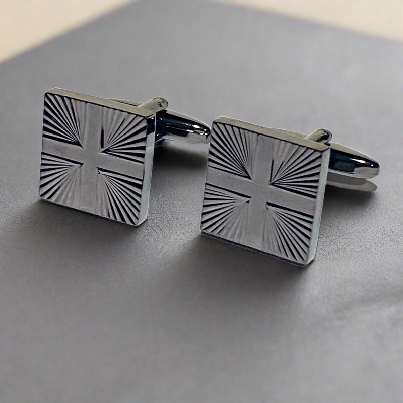 Gunmetal Rectangle Cross Cufflinks