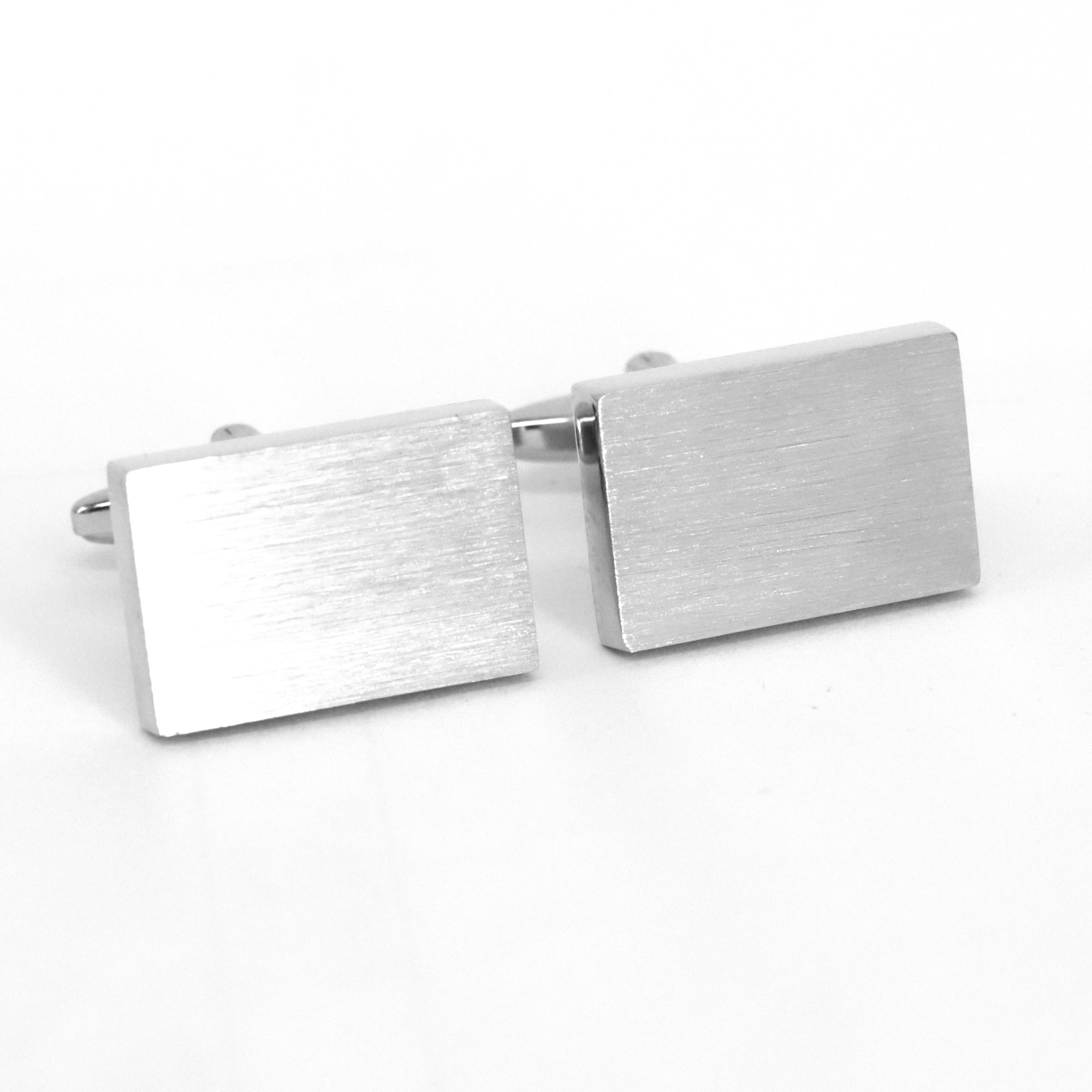 Rectangle Brushed Matte Cufflinks in Silver (Online Exclusive)