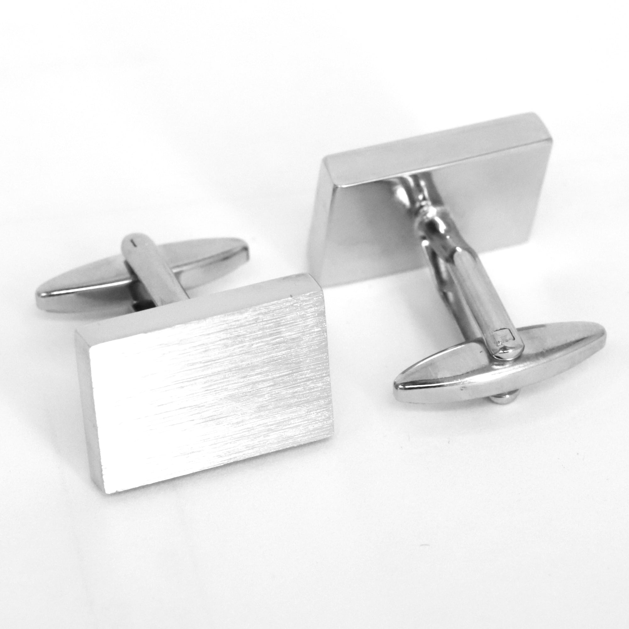 Rectangle Brushed Matte Cufflinks in Silver