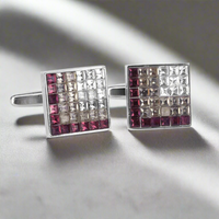 8 个渐变浅色水晶袖扣