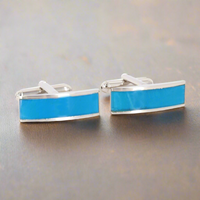 Marzthomson Fiber Optic Blue Rectangle Cufflinks (Online Exclusive)