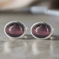 Oval light Purple Fiber Glass Cufflinks (Online Exclusive)