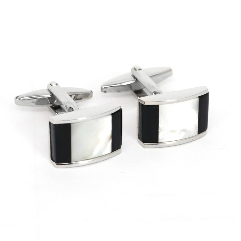 Rectangle MOP Cufflinks Black and White