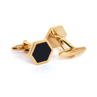 Gold Hexagon with Black Enamel  Cufflinks