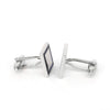 Silver Square Cufflinks with edge blue enamel