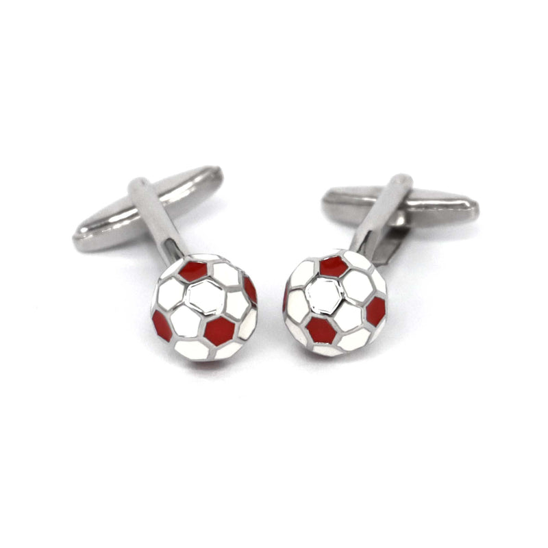Football Cufflinks (Online Exclusive) Red white Silver