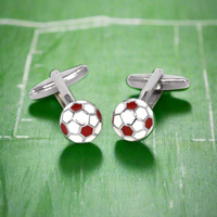 Football Cufflinks (Online Exclusive) Red white Silver