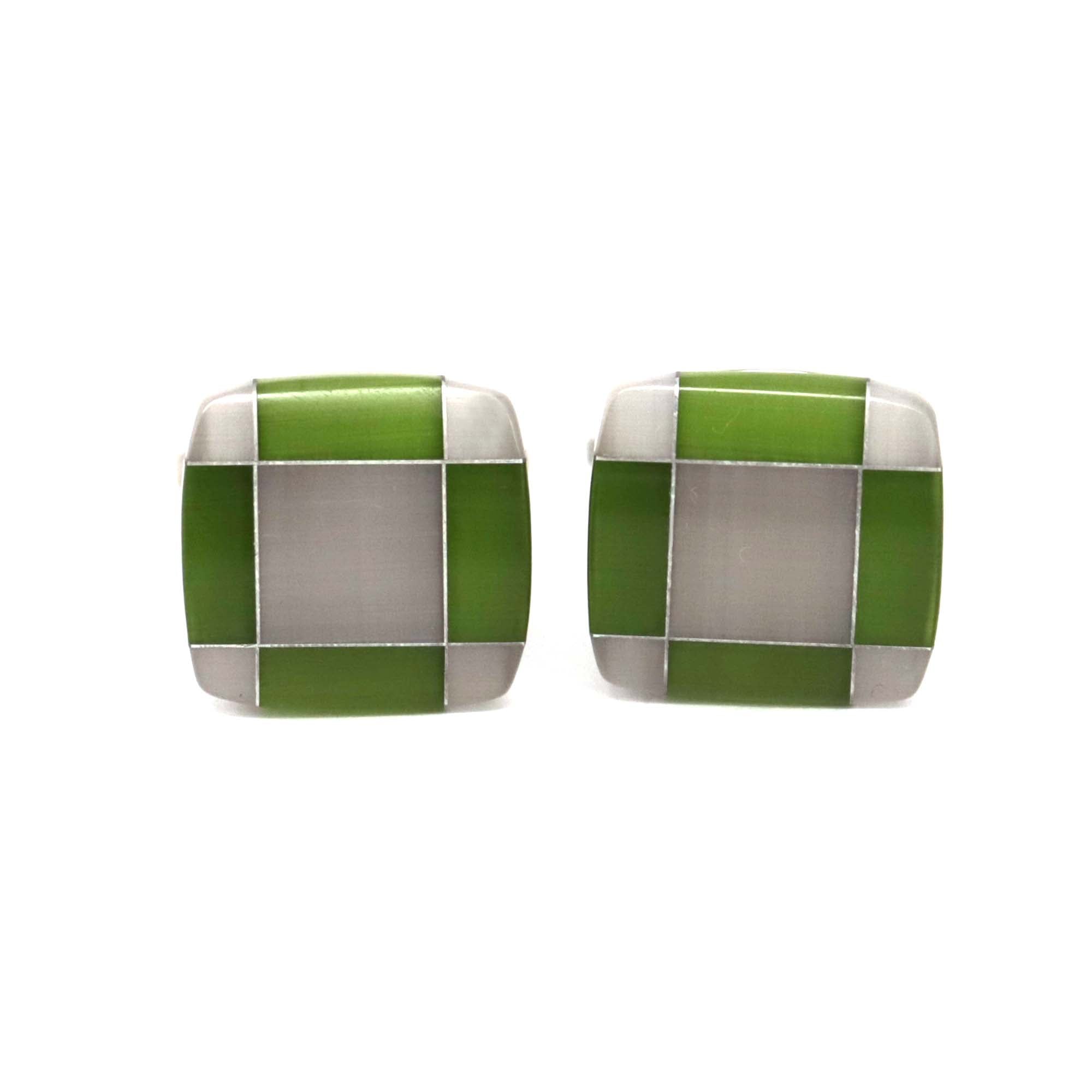 MarZthomson Apple Green Fusion Square Cufflinks (Online Exclusive)