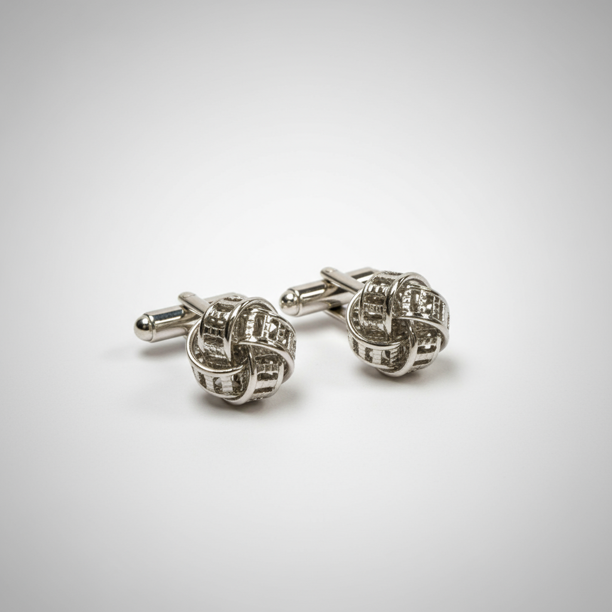 Double Silk Knot in Silver ribbon design Cufflink- Marz