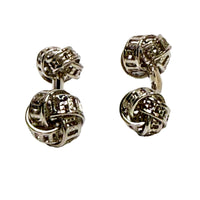 Double Silk Knot in Silver ribbon design Cufflink- Marz