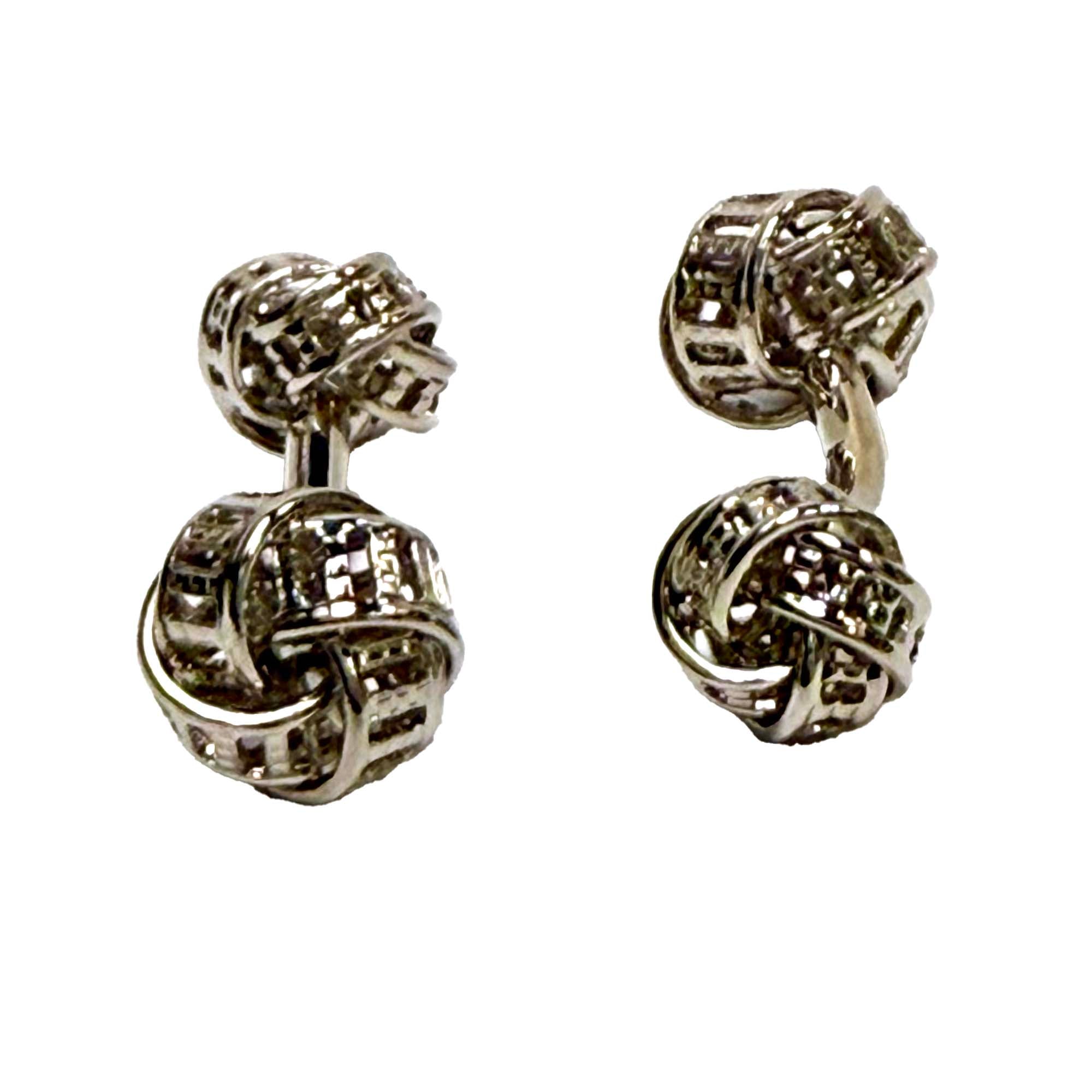 Double Silk Knot in Silver ribbon design Cufflink- Marz