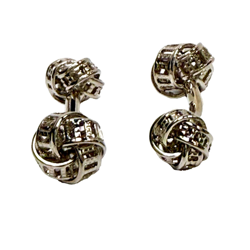 Double Silk Knot in Silver ribbon design Cufflink- Marz