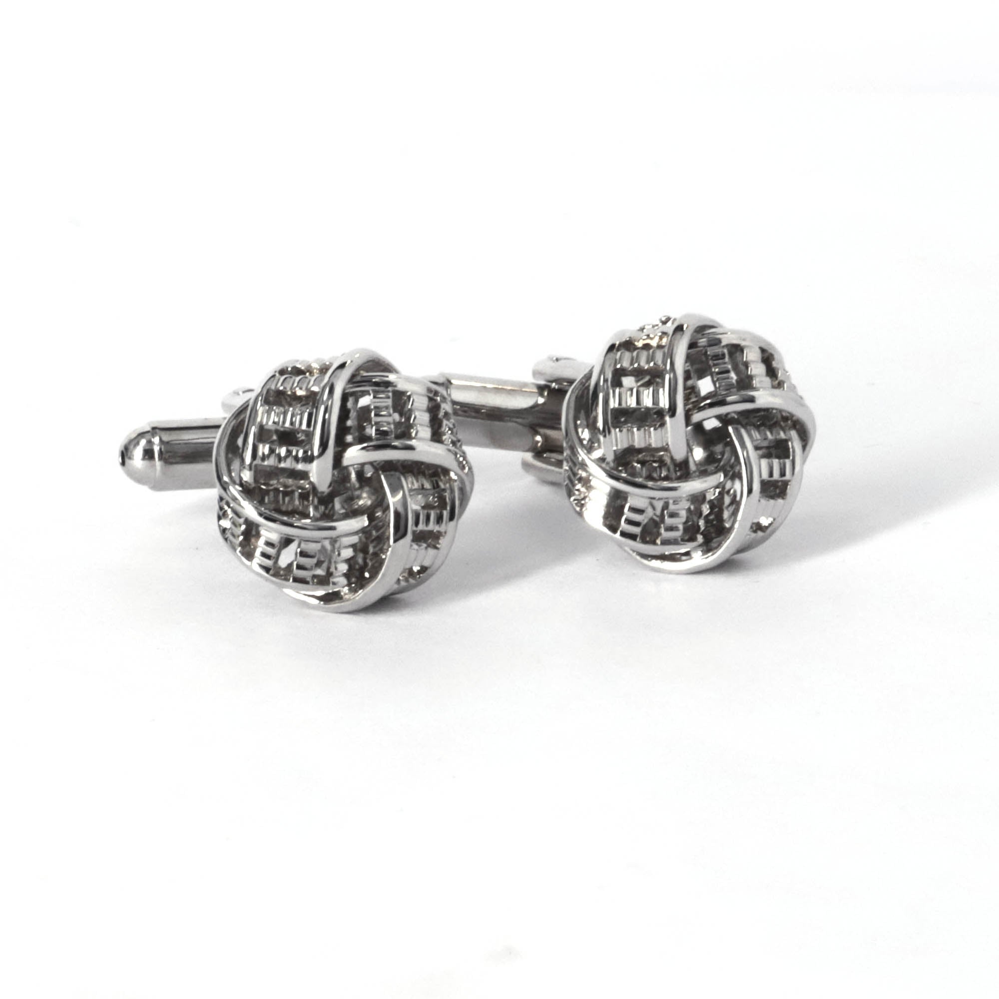 Silk Knot in Silver ribbon design Cufflink- Marz