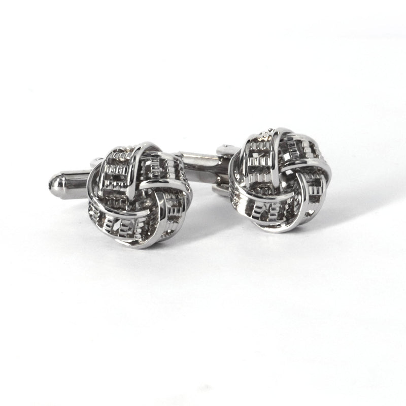 Silk Knot in Silver ribbon design Cufflink- Marz
