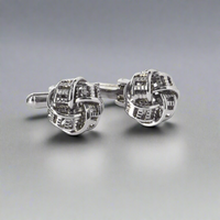 Silk Knot in Silver ribbon design Cufflink- Marz