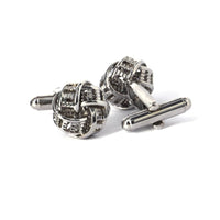Silk Knot in Silver ribbon design Cufflink- Marz