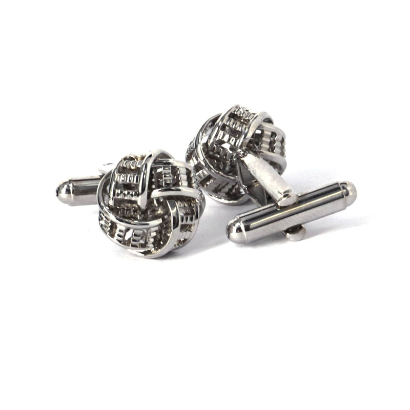 Silk Knot in Silver ribbon design Cufflink- Marz
