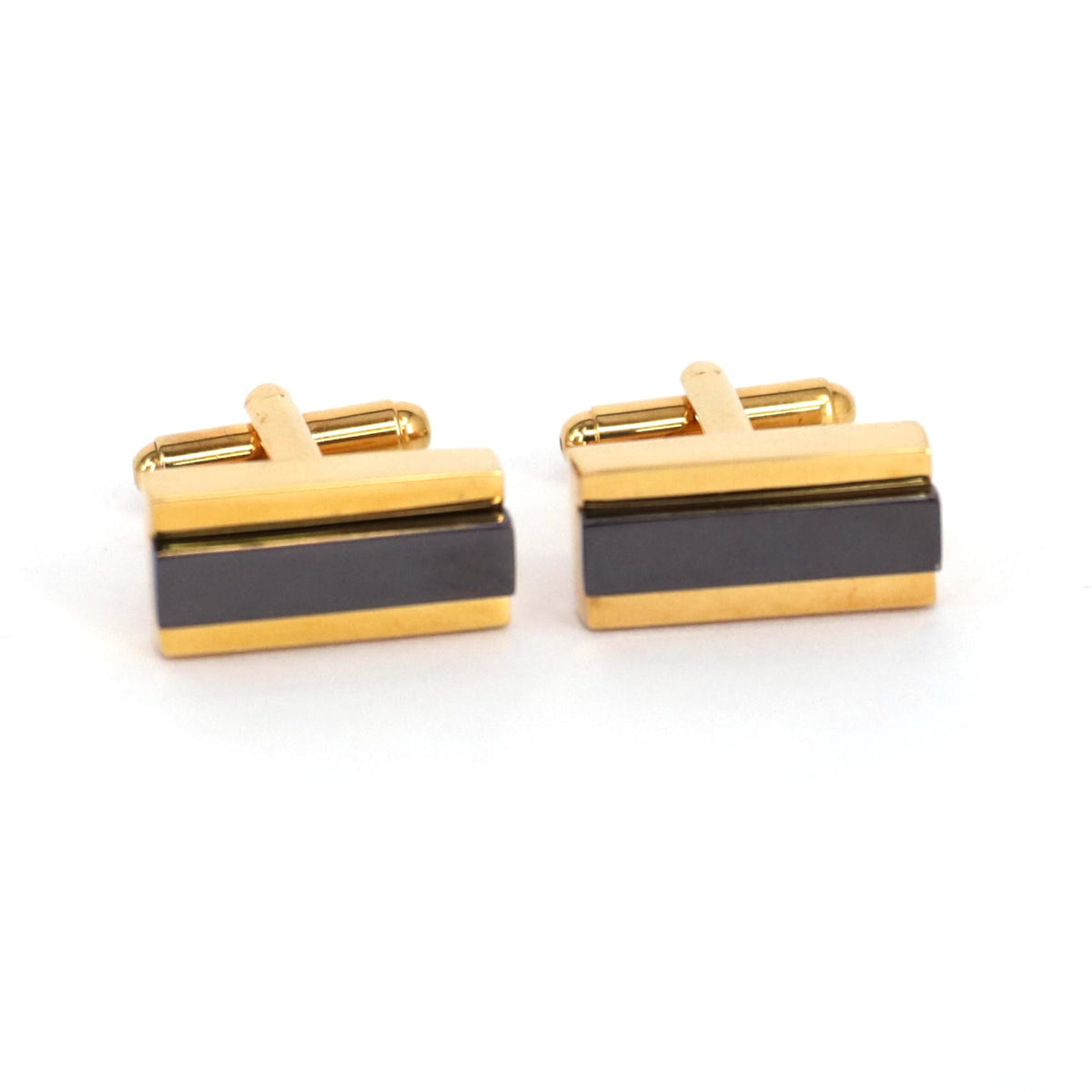 Gold Bar with Black Fiber glass Rectangle Cufflinks (Online Exclusive)