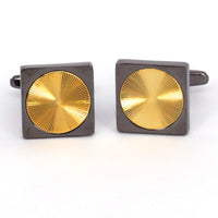 Gold Circle with Gunmetal Rectangle Cufflinks