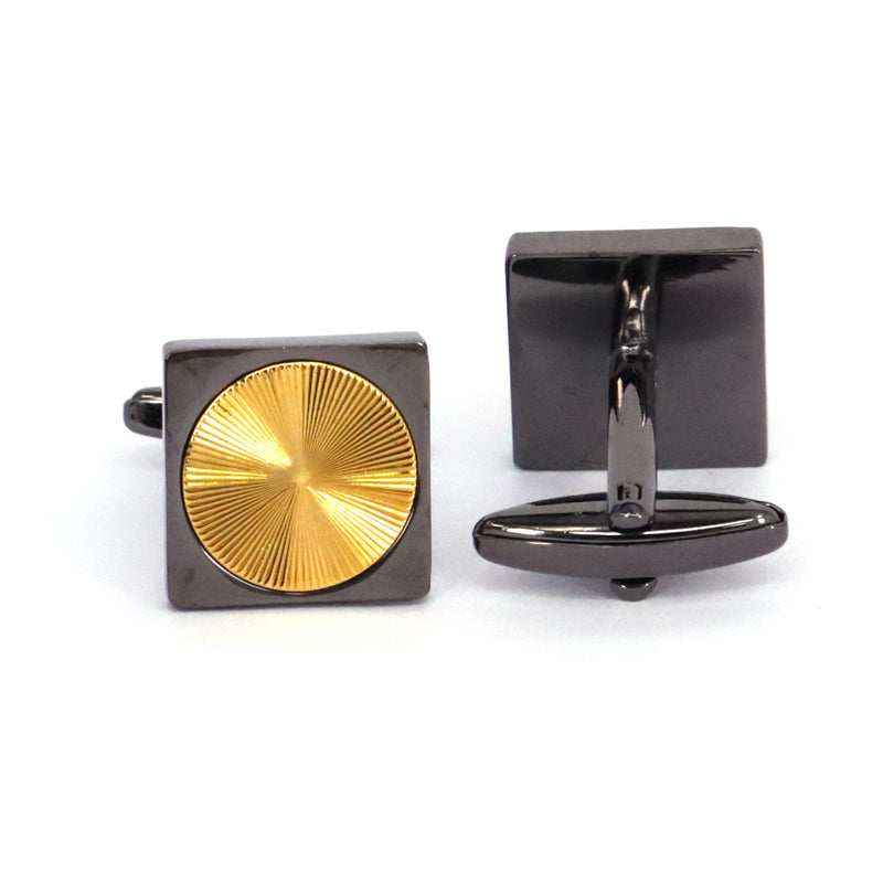 Gold Circle with Gunmetal Rectangle Cufflinks