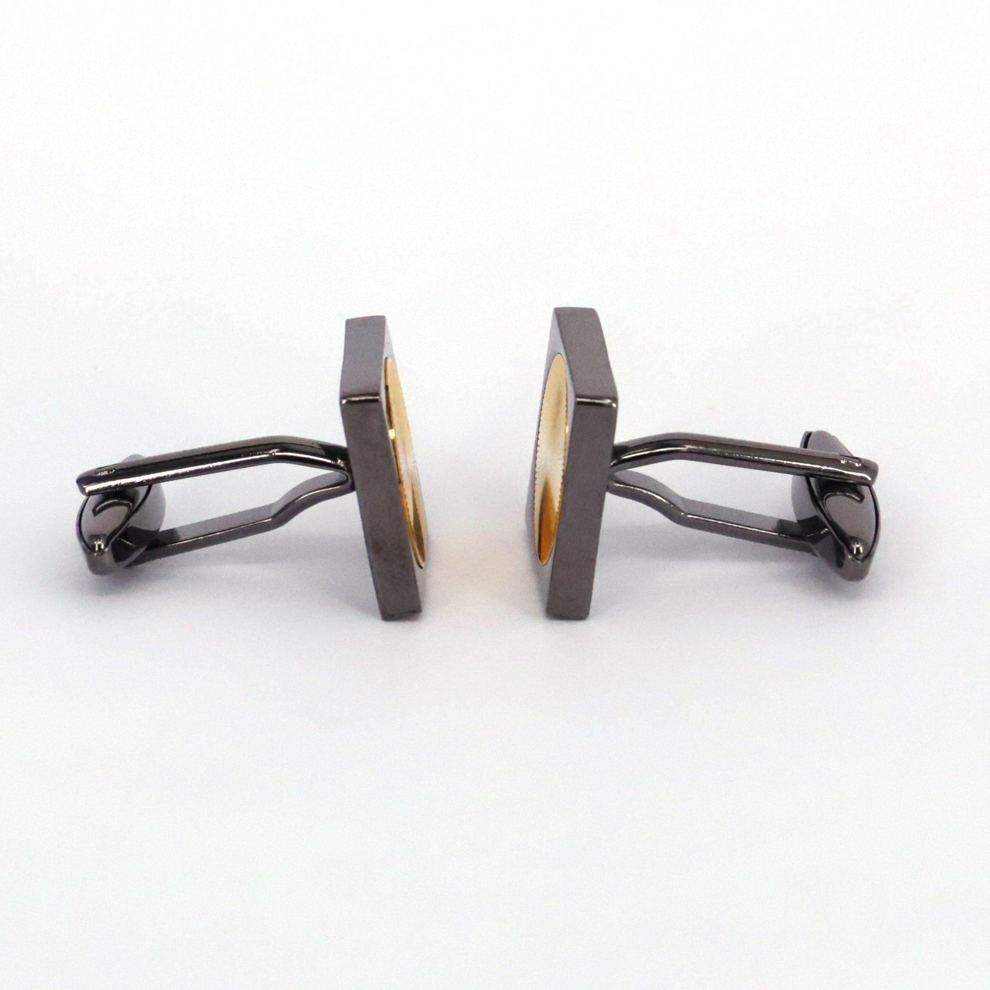 Gold Circle with Gunmetal Rectangle Cufflinks