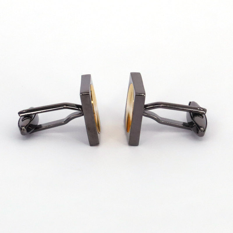 Gold Circle with Gunmetal Rectangle Cufflinks