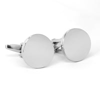 Round Stainless Steel mirror finish Silver Cufflinks