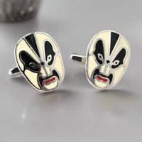 Jing Mask or Chinese Opera mask  white black Cufflinks (Online Exclusive)